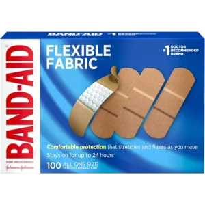 Band-Aid Brand Flexible Fabric Sterile Adhesive Bandages, Comfortable Cushioned Wound Care & Protection for Minor Cuts, Scrapes & Burns, First Aid, Hurt-Free Comfort Pad, One Size 1x3 In, 100 Count