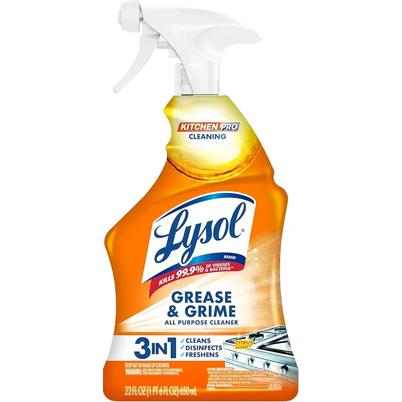 Lysol Pro Kitchen Spray Cleaner and Degreaser, Antibacterial All Purpose Cleaning Spray for Kitchens, Countertops, Ovens, and Appliances, Citrus Scent, 22oz