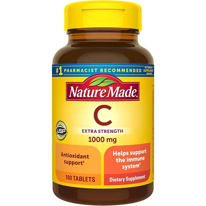 Nature Made Extra Strength Vitamin C 1000 mg, Dietary Supplement for Immune Support, 100 Tablets, 100 Day Supply