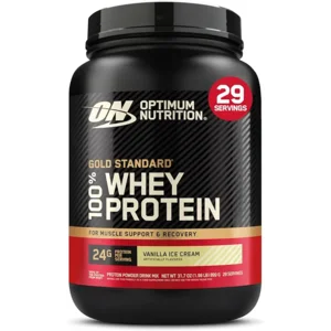 Optimum Nutrition Gold Standard 100% Whey Protein Powder, Vanilla Ice Cream, 2 Pound (Packaging May Vary)