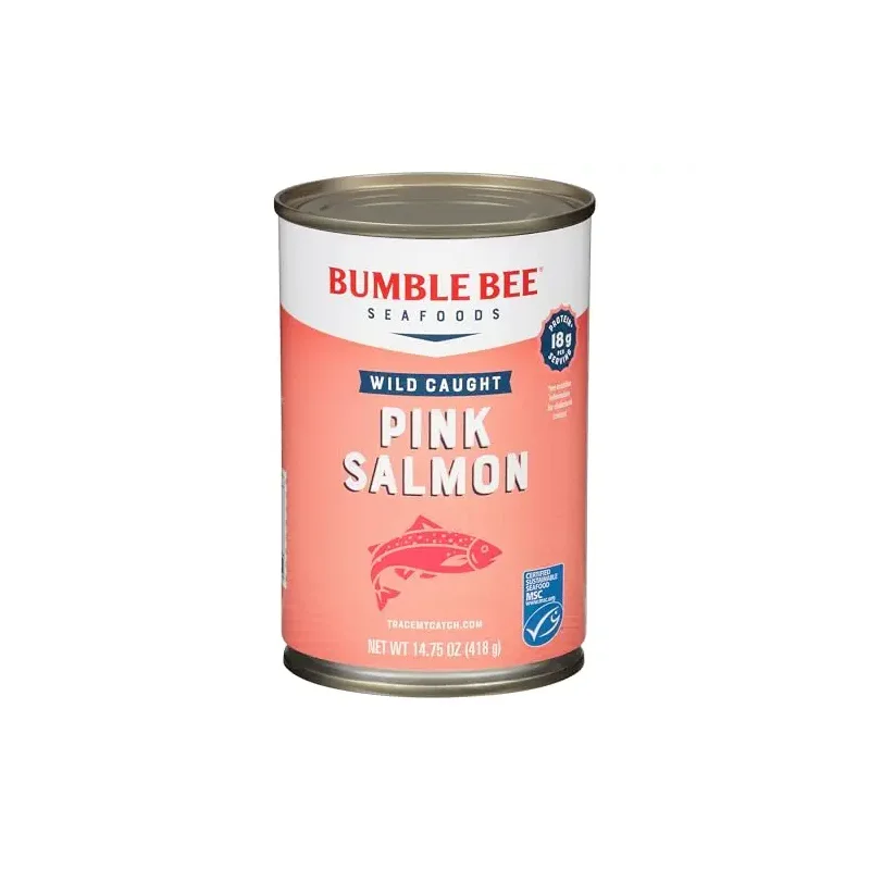 Bumble Bee Canned Pink Salmon, 14.75 oz Can - Premium Wild Caught Salmon with Skin & Bones - 18g Protein per Serving - MSC Certified Sustainable Seafood, Non-GMO, Gluten Free, Kosher