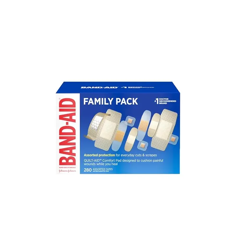 BAND-AID Brand Adhesive Bandages Family Variety Pack, Sheer & Clear Flexible Sterile Individually Wrapped Strips & Spots, First Aid Wound Care for Minor Cuts, Scrapes, Burns, 5 Sizes, 280 ct