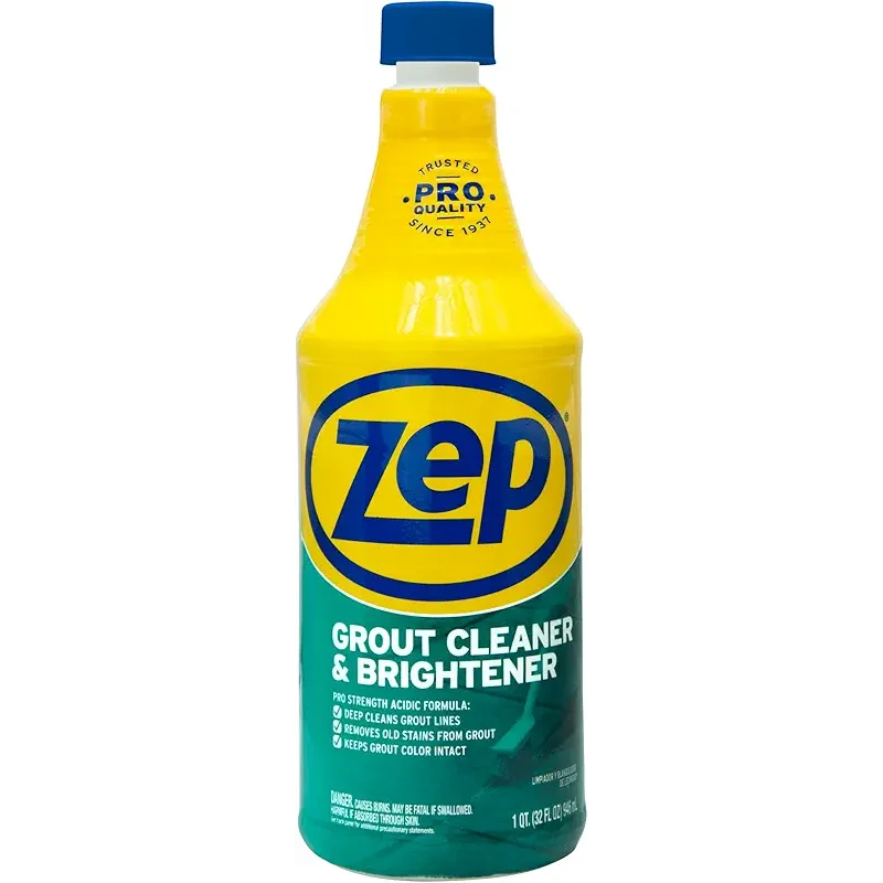 Zep Grout Cleaner and Brightener - 32 Ounce (1 Bottle) - ZU104632 - Deep Cleaning Formula Removes Old Stains From Grout