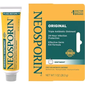 Neosporin Original First Aid Triple Antibiotic Ointment, Bacitracin Zinc & Neomycin Sulfate Infection Protection, Wound Care Treatment & Scar Appearance Minimizer for Minor Cuts, Scrapes & Burns, 1 oz