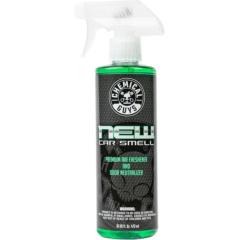 Chemical Guys New Car Smell Air Freshener and Premium Odor Eliminator Refreshes & Neutralizes Odors, Great Car Fresheners for Trucks, SUVs, RVs, and More - 16 oz