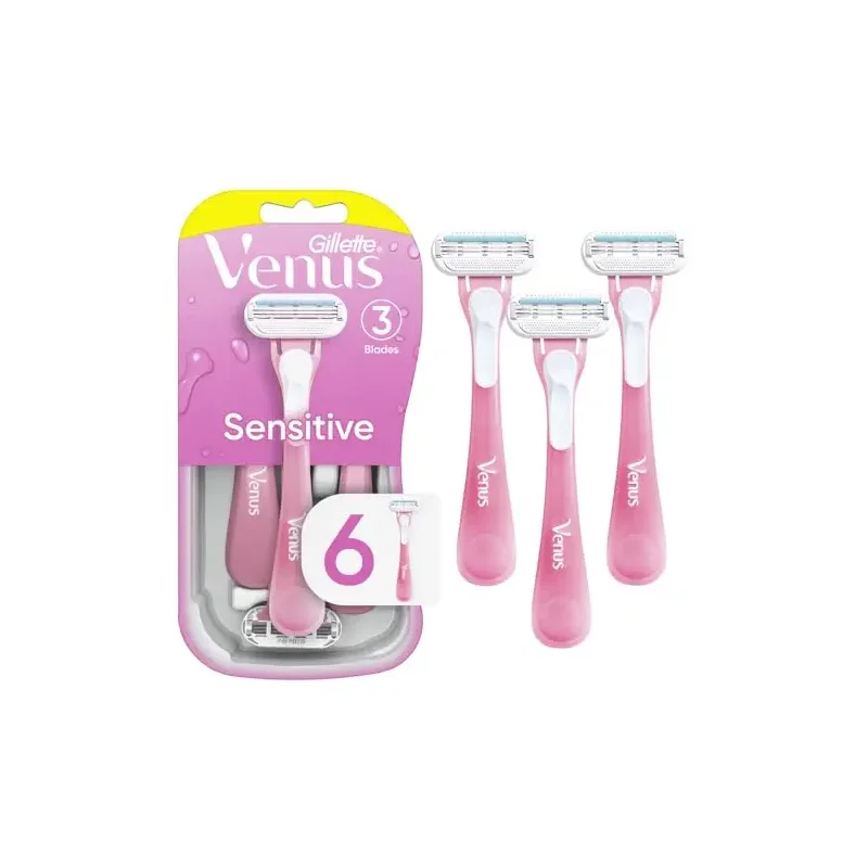 Gillette Venus Sensitive Disposable Razors for Women with Sensitive Skin, 6 Count, Delivers Close Shave with Comfort
