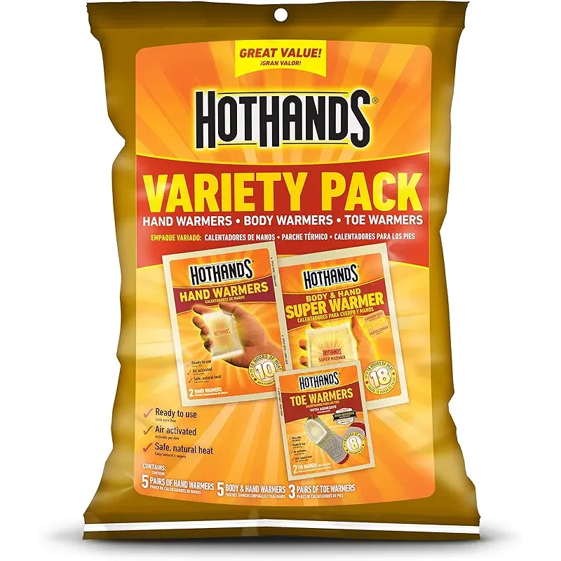 HotHands Toe, Hand, & Body Warmer Variety Pack - Long Lasting Safe Natural Odorless Air Activated Warmers