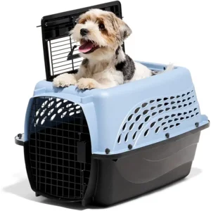 Petmate Dog Crates for Small Dogs & Cat Carriers, Two-Door Plastic Pet Kennel, Top & Front Loading, Made in USA, 24", Blue