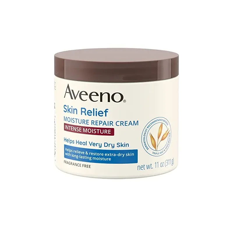 Aveeno Skin Relief Intense Moisture Repair Body Cream with Triple Oat & Shea Butter Formula, Helps Relieve & Restore Extra-Dry Skin with Long-Lasting Moisture, Fragrance-Free, 11 oz