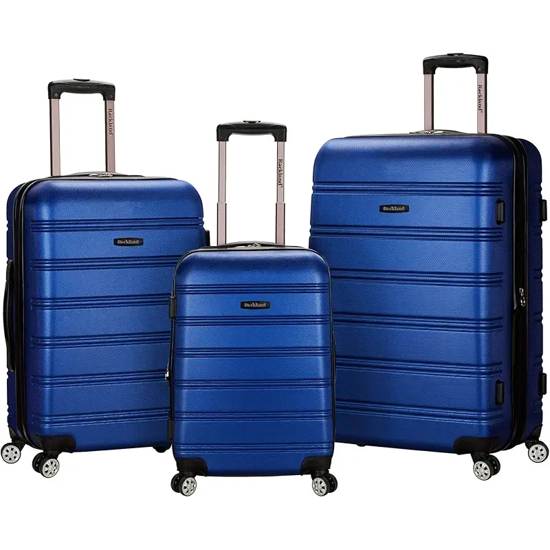 Rockland Melbourne Hardside Expandable Spinner Wheel Luggage, Blue, 3-Piece Set (20/24/28)