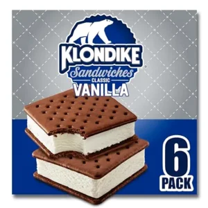 Klondike Ice Cream Sandwich Vanilla 6 Count for a Delicious Frozen Dessert Kosher Certified Ice Cream Simple Dessert Made With No Artificial Growth Hormones 4.23 fl oz