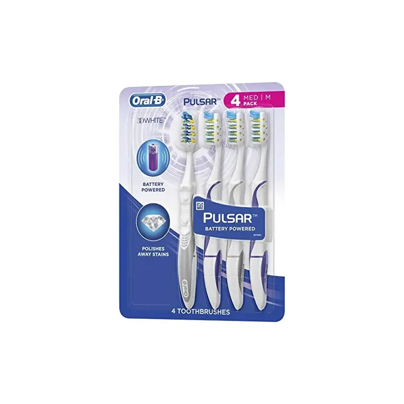 Oral-B Pulsar Vibrating Bristles Toothbrush, Medium, 4 Pack (Colors May Vary)