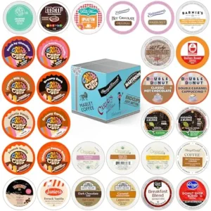 Variety Pack of Coffee, Tea, Hot Chocolate and Cappuccino, Sampler of Single Serve Coffee, Tea, Hot Cocoa and Cappuccino Pods for Keurig K Cups Machines, 30 Pack - No Duplicates