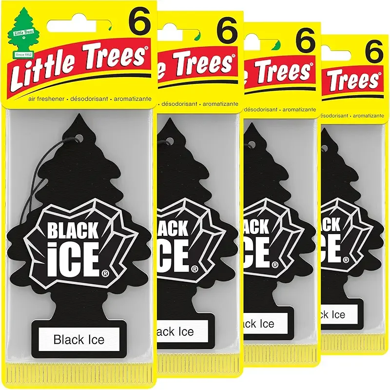 LITTLE TREES Car Air Freshener | Hanging Tree Provides Long Lasting Scent for Auto and Home | Black Ice, 24 Air Fresheners