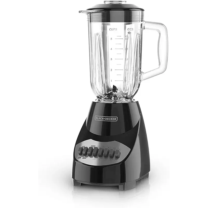 BLACK+DECKER Countertop Blender with 6-Cup Glass Jar, 10-Speed Settings, Black, BL2010BG