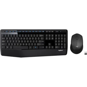 Logitech MK345 Wireless Keyboard and Mouse Combo with Palm Rest, 2.4 GHz USB Receiver, Compatible with PC, Laptop, Black