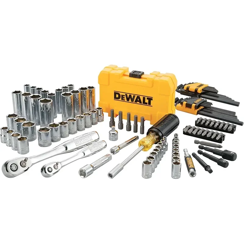 DEWALT Mechanics Tools Kit and Socket Set, 1/4" & 3/8" Drive, SAE, 108-Piece (DWMT73801)