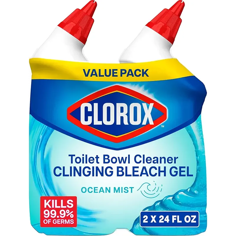 CLOROX Toilet Bowl Cleaner Clinging Bleach Gel, Ocean Mist, 24 Fl Oz, Pack of 2 (Package May Vary)