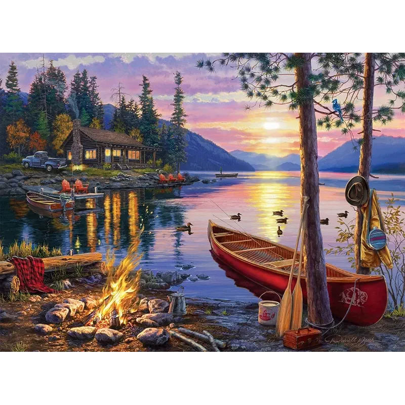 Buffalo Games - Darrell Bush - Canoe Lake - 1000 Piece Jigsaw Puzzle For Adults - Challenging Puzzle Perfect for Game Nights - Finished Size Is 26.75 x 19.75