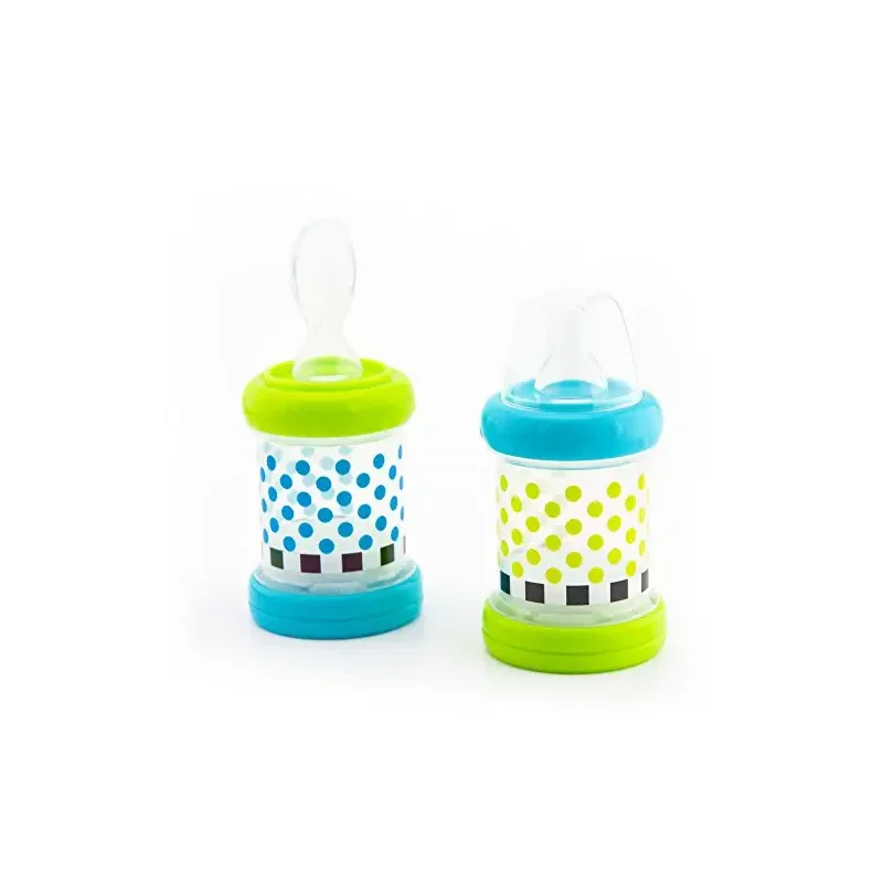 Sassy Baby Food Nurser – 4+ Months Set of 2- 4oz 100% Silicone Nipple and Spoon BPA-Free