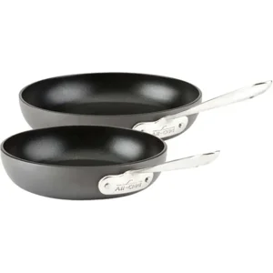 All-Clad HA1 Hard Anodized Non Stick Fry Pan Set 2 Piece, 8, 10 Inch, Induction, Oven Broiler Safe 500F, Pots and Pans Set, Kitchen Frying Pans, Skillets, Premium Cookware, Home, Dishwasher Safe Black