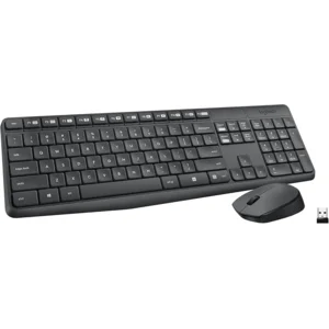 Logitech MK235 Wireless Keyboard and Mouse Combo for Windows, 2.4 GHz Wireless Unifying USB Receiver, 15 FN Keys, Long Battery Life, Compatible with PC, Laptop