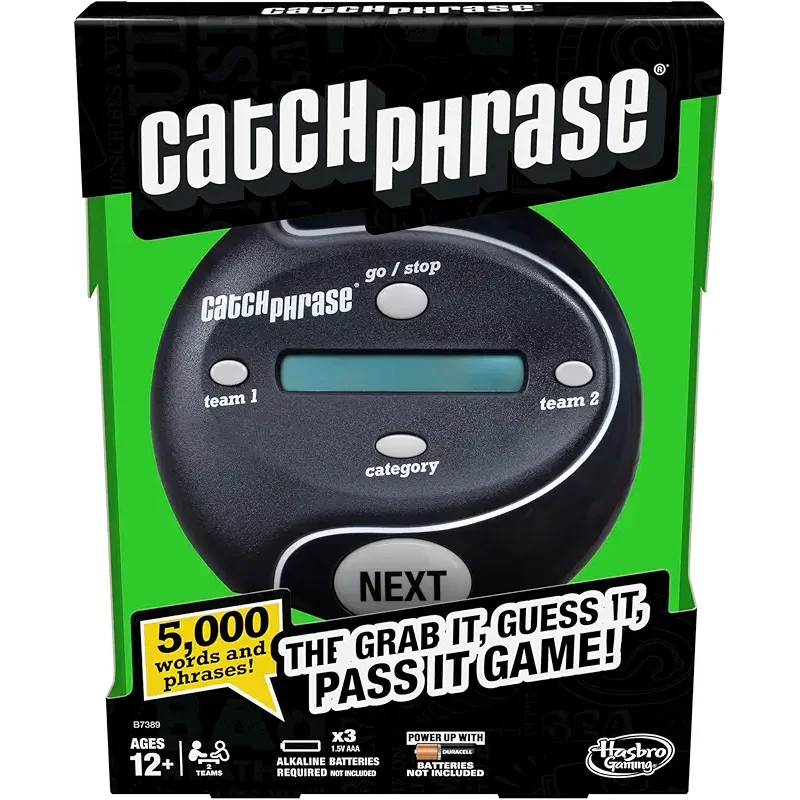 Hasbro Gaming Catch Phrase Electronic Game | Fun Active Handheld Party Games for Adults, Teens, and Kids | 4 or More Players, 2 Teams | Portable Summer Travel Activities | Ages 12+ (Amazon Exclusive)