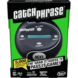Hasbro Gaming Catch Phrase Electronic Game | Fun Active Handheld Party Games for Adults, Teens, and Kids | 4 or More Players, 2 Teams | Portable Summer Travel Activities | Ages 12+ (Amazon Exclusive)