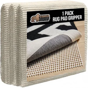 GORILLA GRIP Strong Rug Pad Gripper, US Designed, Grips Keep Area Rugs Safe and in Place, Thick, Slip and Skid Resistant Pads for Hard Floors, Under Carpet Mat Cushion and Hardwood Protection 2x3 FT