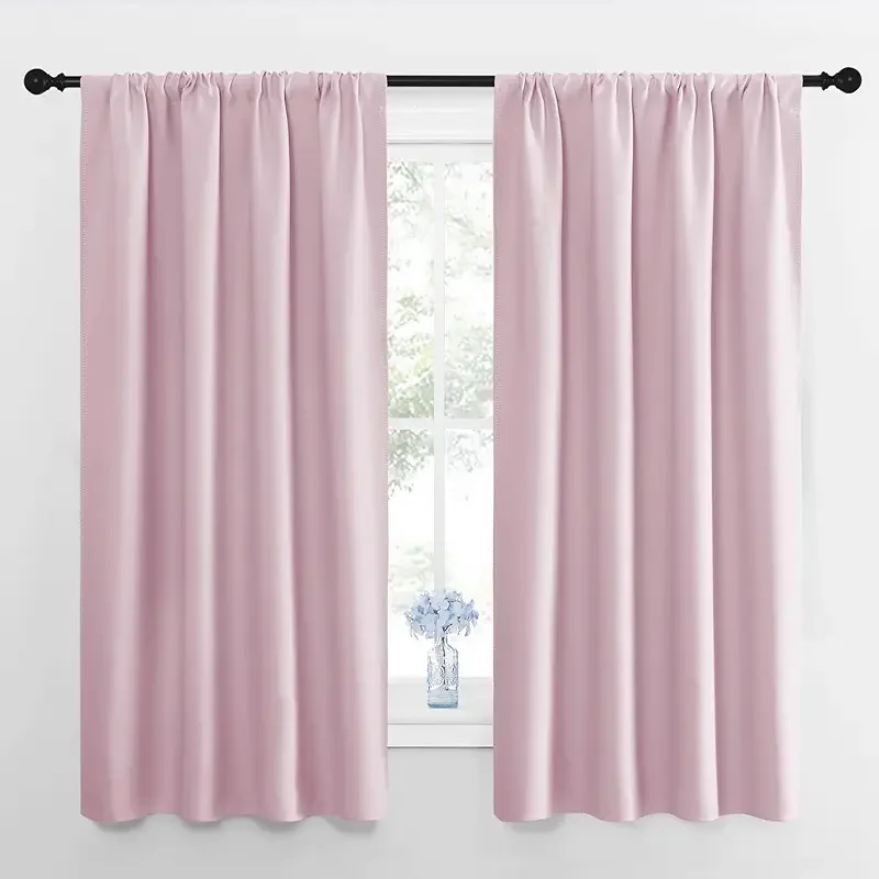 NICETOWN Room Darkening Curtains for Girls Room - Nursery Essential Thermal Insulated Solid Rod Pocket Top Drapes (Lavender Pink=Baby Pink, 1 Pair, 42 x 63 Inch)