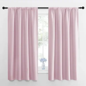 NICETOWN Room Darkening Curtains for Girls Room - Nursery Essential Thermal Insulated Solid Rod Pocket Top Drapes (Lavender Pink=Baby Pink, 1 Pair, 42 x 63 Inch)