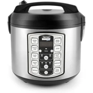 Aroma Housewares Professional Plus ARC-5000SB 20 Cup (Cooked) Digital Rice Cooker, Food Steamer, Slow Cooker, Stainless Exterior/Nonstick Pot, Silver, Black, 10-cup uncooked/20-cup cooked/4QT