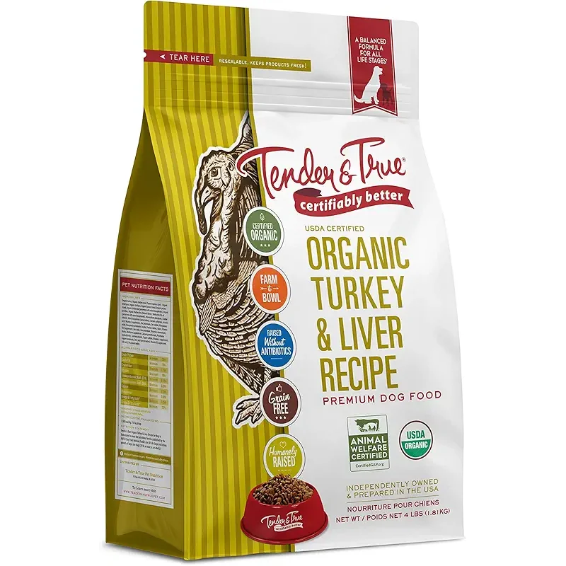 Tender & True Organic Turkey & Liver Recipe Dog Food, 4 lb