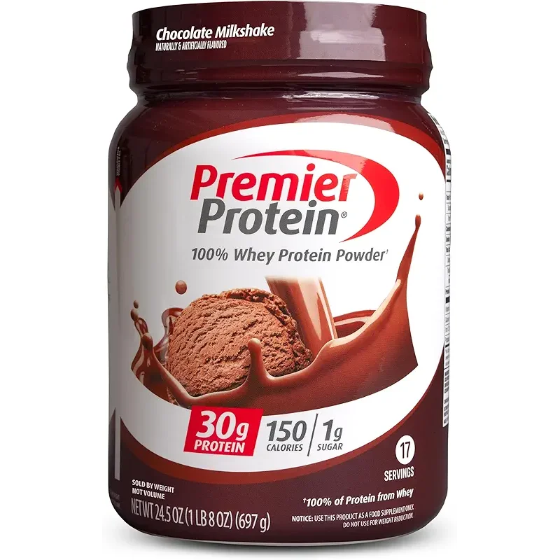 Premier Protein Powder, Chocolate Milkshake, 30g Protein, 1g Sugar, 100% Whey Protein, Keto Friendly, No Soy, Gluten Free, 24.5 oz (17 Servings)