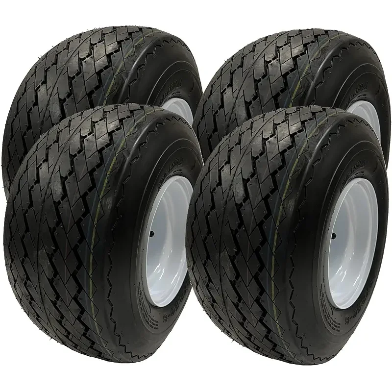 4-Pack 8" 18X8.50-8 18/8.5-8 White Golf Cart Wheels Tires Fit Club Car, Cushman, EZ-GO, Yamaha - 2 YEAR WARRANTY