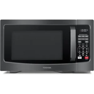 TOSHIBA EM131A5C-BS Countertop Microwave Ovens 1.2 Cu Ft, 12.4" Removable Turntable Smart Humidity Sensor 12 Auto Menus Mute Function ECO Mode Easy Clean Interior Black Color 1000W