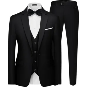 MAGE MALE Men's 3 Pieces Suit Elegant Solid One Button Slim Fit Single Breasted Party Blazer Vest Pants Set