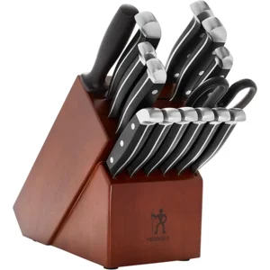 HENCKELS Premium Quality 15-Piece Knife Set with Block, Razor-Sharp, German Engineered Knife Informed by over 100 Years of Masterful Knife Making, Lightweight and Strong, Dark Brown