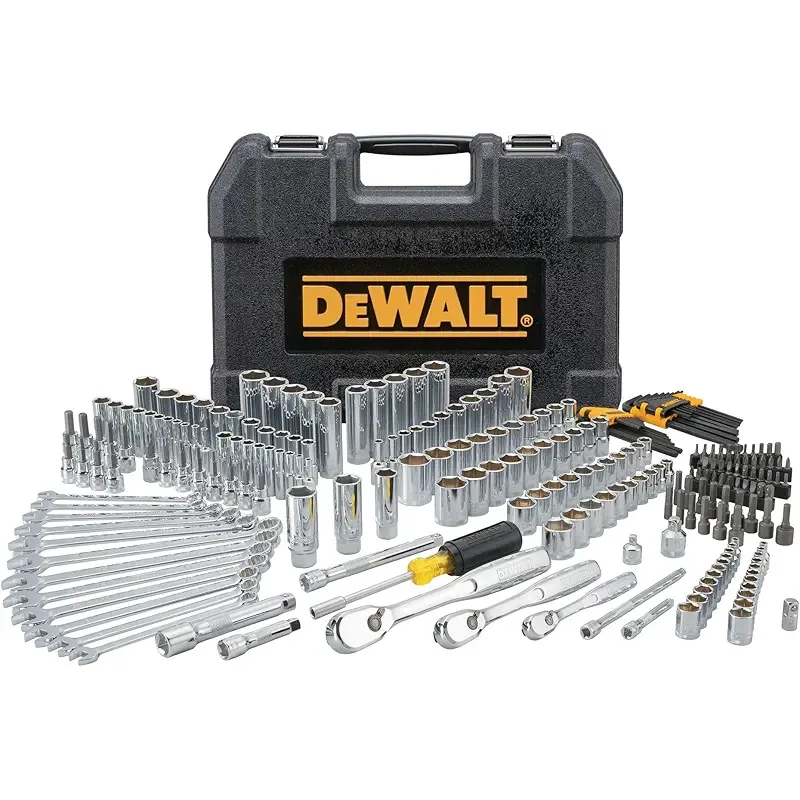 DEWALT Mechanic Tool Set, 247-Piece, 1/4 in., 3/8 in. and 1/2 in. Drive, SAE, Ratchets, Sockets, Hex Keys, Combination Wrenches, Polish Chrome Finish (DWMT81535)