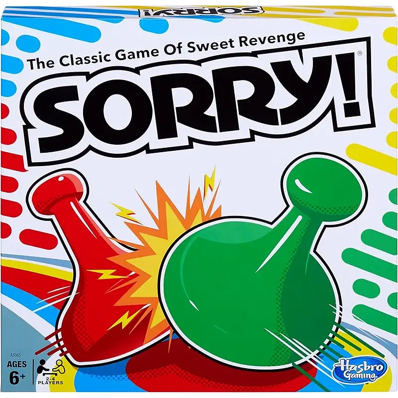 Sorry! Board Game for Kids Ages 6 and Up; Classic Hasbro Board Game; Each Player Gets 4 Pawns; Family Game