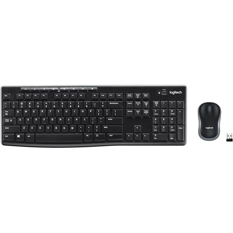 Logitech MK270 Wireless Keyboard and Mouse Combo for Windows, 2.4 GHz, 8 Multimedia Keys, PC, Laptop, Wireless Keyboard Compact Mouse Combo - Black