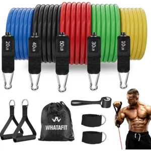 WHATAFIT Resistance Bands, Exercise Bands，Resistance Bands for Working Out, Work Out Bands with Handles for Men and Women Fitness, Strength Training Home Gym Equipment