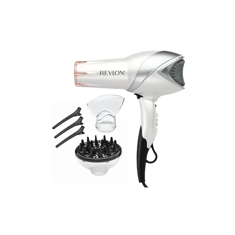 REVLON Infrared Hair Dryer with Diffuser & Concentrator - Ionic Ceramic Blow Dryer for Frizz Control, Shine, Soft Hair & Moisture Protection - 1875W Professional Salon-Quality (White)