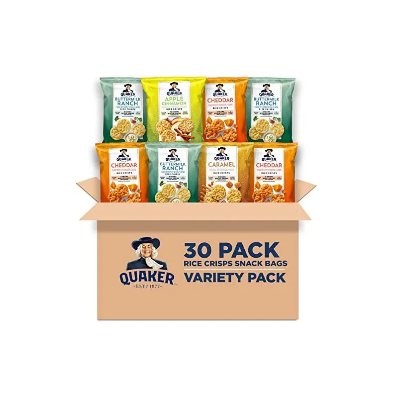 Quaker Rice Crisps, Gluten Free, 4 Flavor Sweet and Savory Variety Mix, Single Serve, 30 count
