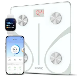 RENPHO Smart Scale for Body Weight, Digital Bathroom Scale BMI Weighing Bluetooth Body Fat Scale, Body Composition Monitor Health Analyzer with Smartphone App (White, 11"/280mm)