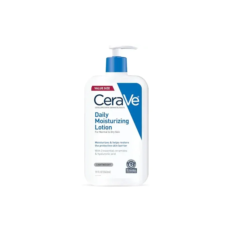 CeraVe Daily Moisturizing Lotion for Dry Skin, Body Lotion & Face Moisturizer with Hyaluronic Acid and Ceramides, Daily Moisturizer, Fragrance Free, Oil-Free, 19 Ounce
