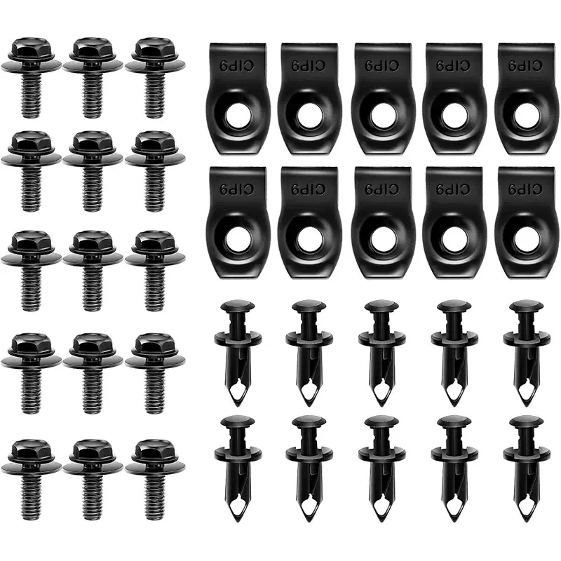 GOOACC GRC-70 35PCS Engine Under Cover Splash Shield Guard Body Bolts Bumper Fender Liner Push Retainer Fastener Rivet Clips , black