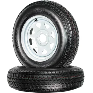 eCustomrim 2-Pack Trailer Tire Rim ST205/75D15 15 in. Load Range C 5 Lug White Spoke Wheel - 2 Year Warranty w/Free Roadside