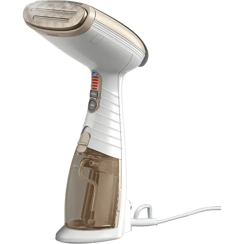 Conair Handheld Garment Steamer for Clothes, Turbo ExtremeSteam 1875W Fabric Steamer, Portable Handheld Design, Strong Penetrating Steam, White/Champagne