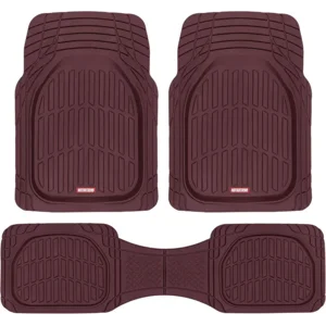 Motor Trend FlexTough Floor Mats for Cars, Burgundy Deep Dish All-Weather Car Mats, Waterproof Trim-To Fit Automotive Cars Trucks SUV, Universal Liner Accessories